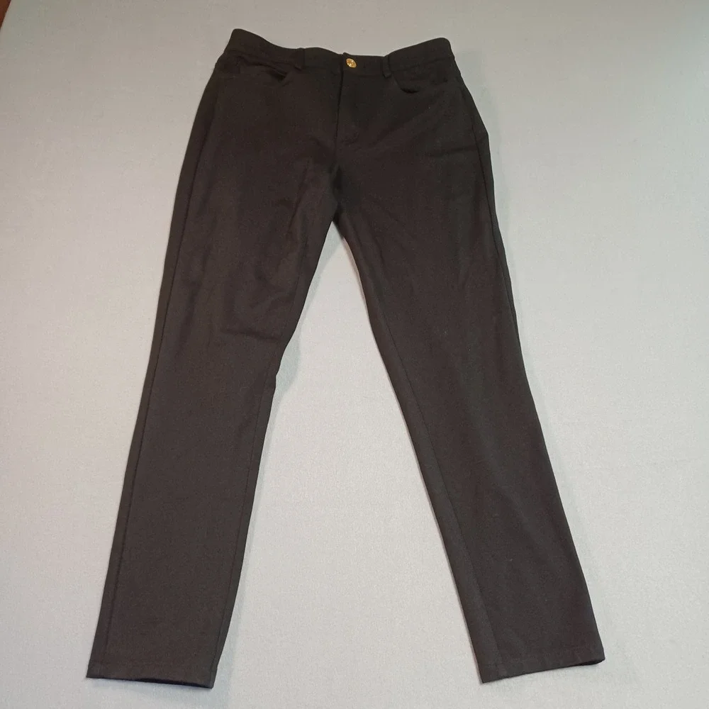 Michael Kors Womens Black Ponte‎ Knit Skinny Pants QF33B01EZT Size S MK Logo